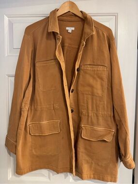 J.Jill Mustarf Yellow/Tan Utility Jacket with Patch Pockets